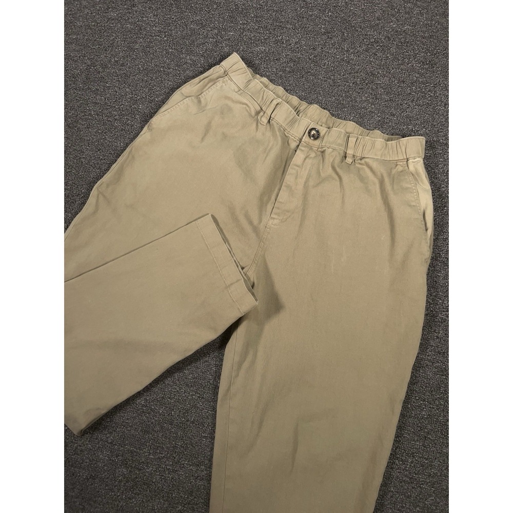 Cove USA Chino Pants Men 38 (Fits 32x30) Brown Elastic Waist Stretch Travel Camp